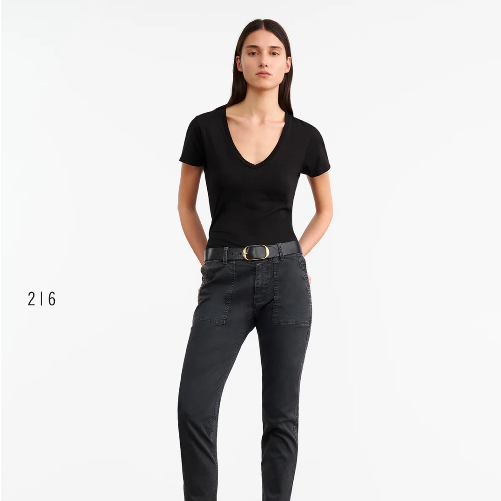 Nili Lotan   Jenna. Raw edge black cords with side tuxedo stripe